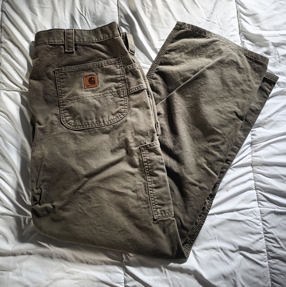 Carhartt Loose Fit Utility Pants 40 x 32 Light Brown 100% Cotton